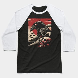 Crow and Skull Baseball T-Shirt